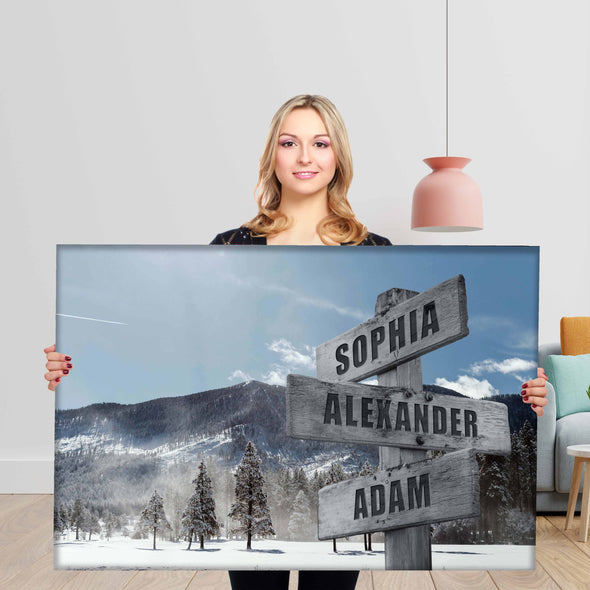 Mountains And Trees Customized Canvas With Names