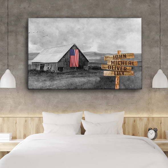 American Barn Personalized Canvas With Multi Names