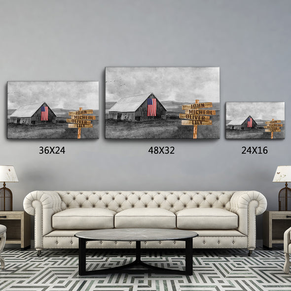 American Barn Personalized Canvas With Multi Names