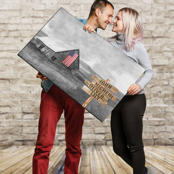 American Barn Personalized Canvas With Multi Names