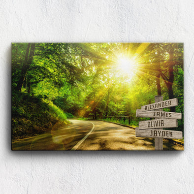 Autumn Road Color Customized Canvas With Multi Names