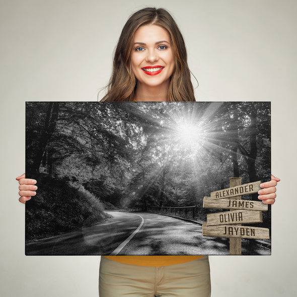Autumn Road Customized Canvas With Multi Names