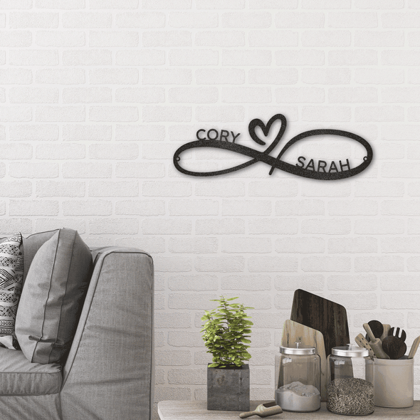 Infinity Couples Monogram - Steel Sign