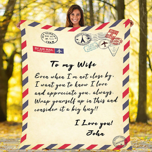Personalized Postcard Message Blanket For Wife