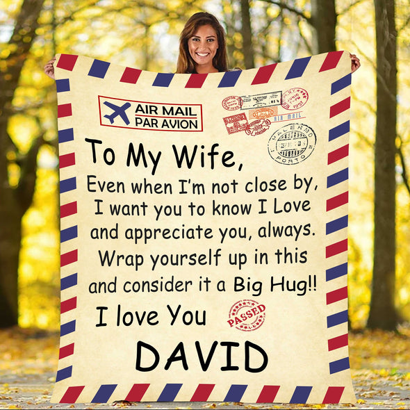 To My Wife Personalized Postcard Blanket