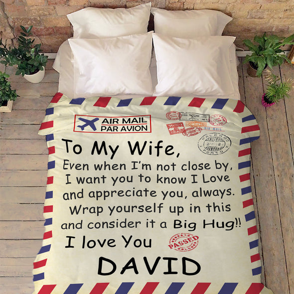 To My Wife Personalized Postcard Blanket