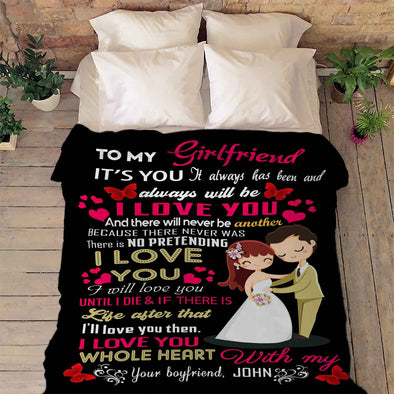 "To My Girlfriend I Love You With My Whole Heart "- Personalized Blanket