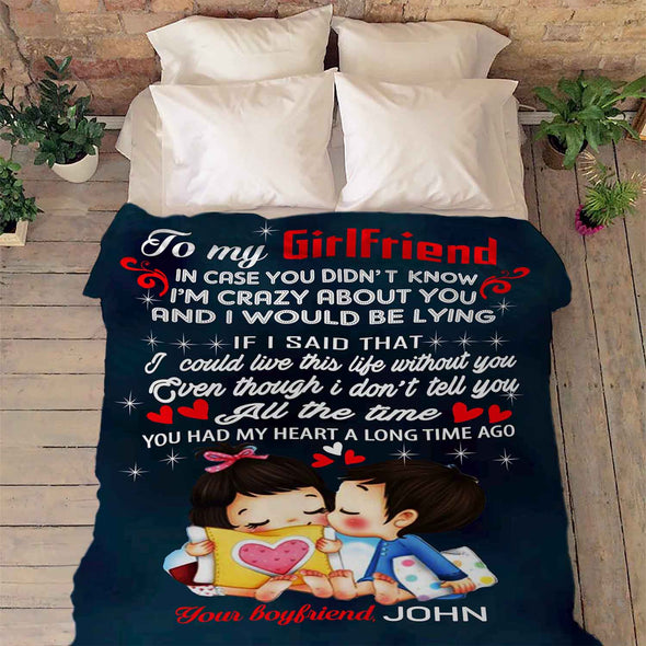 "To My Girlfriend I'm Crazy About You"- Personalized Blanket