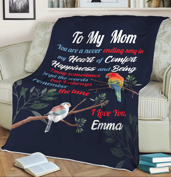 "To My Mom Never Ending Song In My Heart Of Comfort"- Personalized Blanket