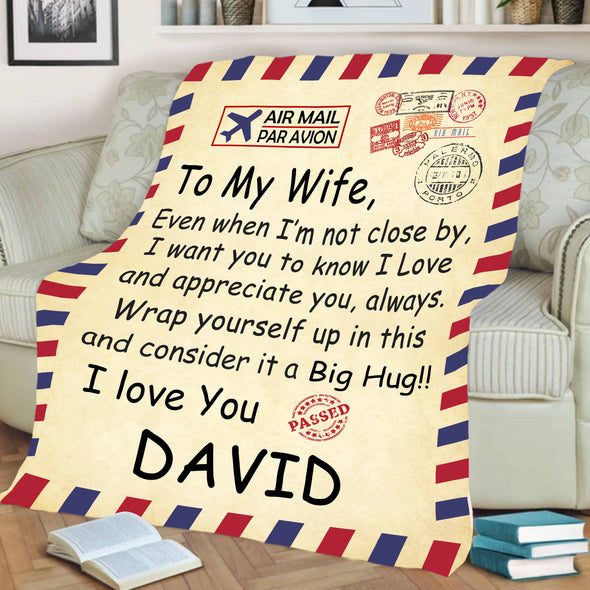 To My Wife Personalized Postcard Blanket