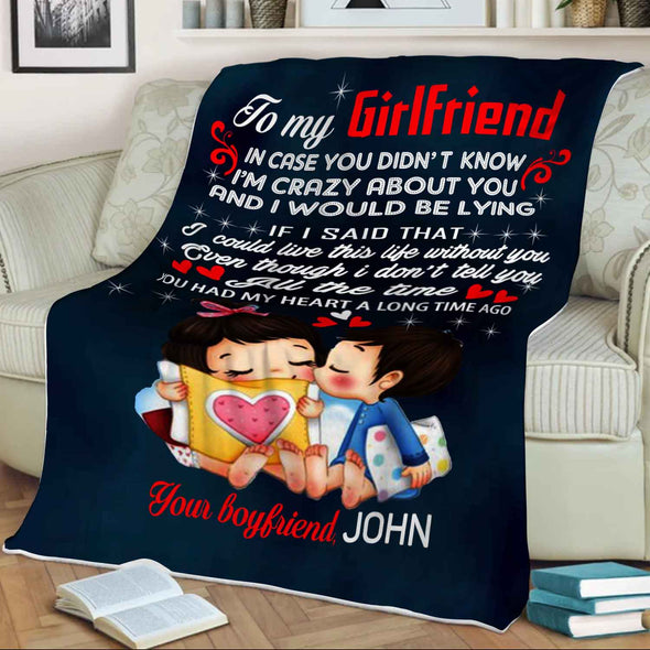 "To My Girlfriend I'm Crazy About You"- Personalized Blanket