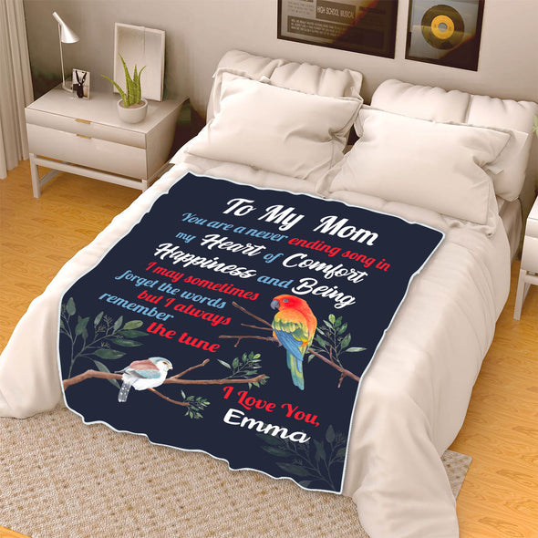 "To My Mom Never Ending Song In My Heart Of Comfort"- Personalized Blanket