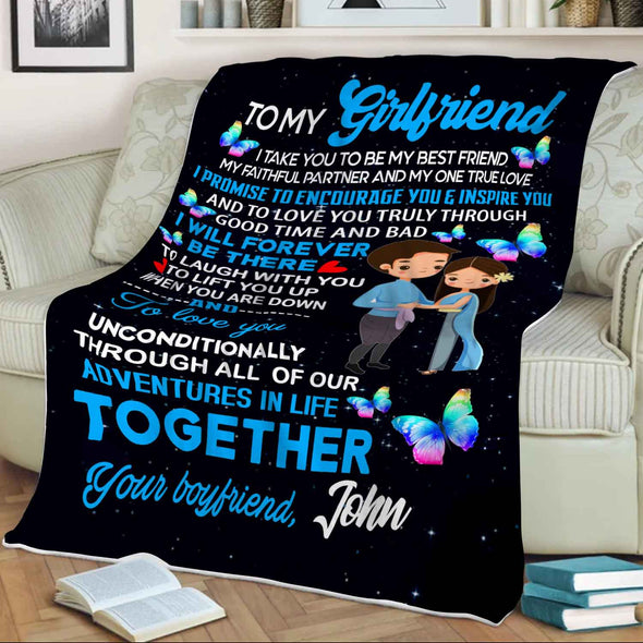 "To My Girlfriend I Will Forever Be There"- Personalized Blanket