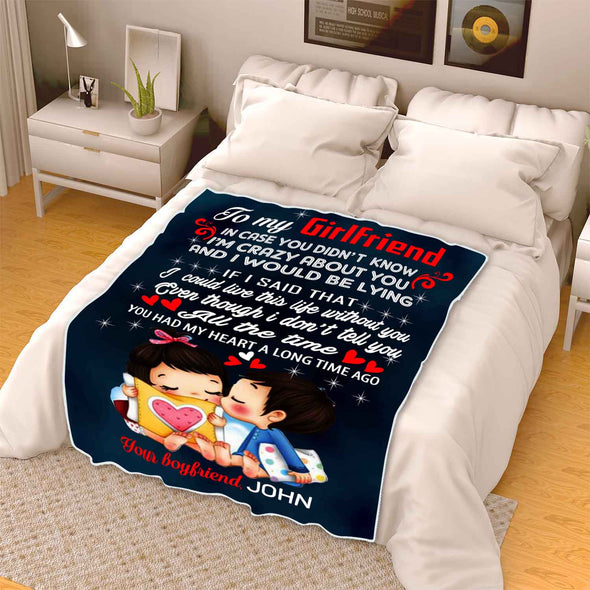"To My Girlfriend I'm Crazy About You"- Personalized Blanket