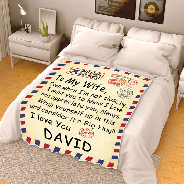 To My Wife Personalized Postcard Blanket