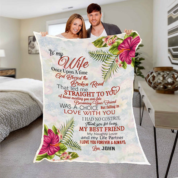 To My Wife customized Floral Blanket