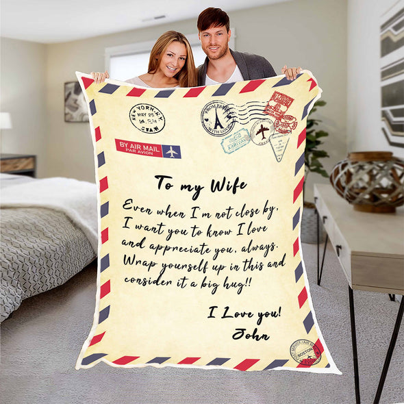 Personalized Postcard Message Blanket For Wife