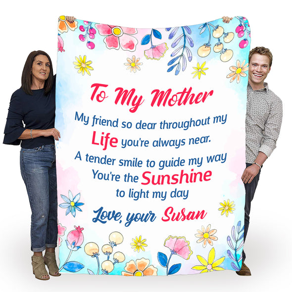 "To My Mother You're Always Near "- Personalized Blanket