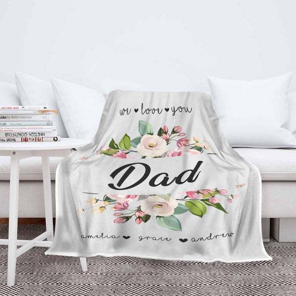 "We Love You Dad"- Personalized Blanket