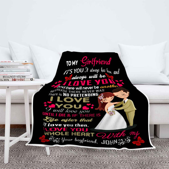 "To My Girlfriend I Love You With My Whole Heart "- Personalized Blanket