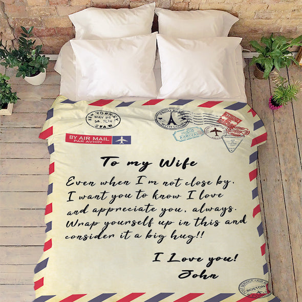 Personalized Postcard Message Blanket For Wife