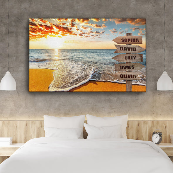 Beach Sunrise Customized Canvas With Multi Names