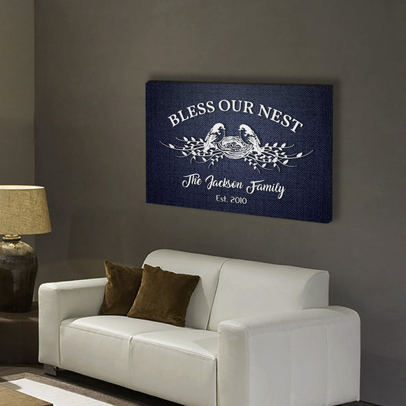 Bless Our Nest Custom Family Name Canvas - Live Preview