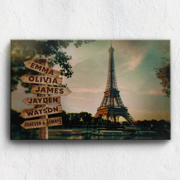 Eiffel Tower Customized Canvas With Multi Names