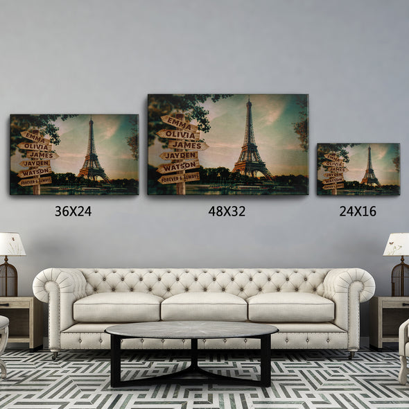 Eiffel Tower Customized Canvas With Multi Names