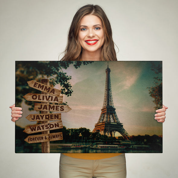 Eiffel Tower Customized Canvas With Multi Names