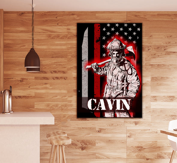 Personalized Firefighter Canvas Art