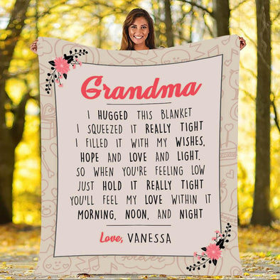 "We Hugged This Blanket" Custom Blanket For Grandma/Grandpa/Mamma/Papa/Auntie