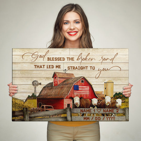 God Blessed The Broken Road That Led Me Straight to You Personalized Canvas