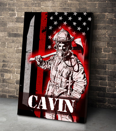 Personalized Firefighter Canvas Art