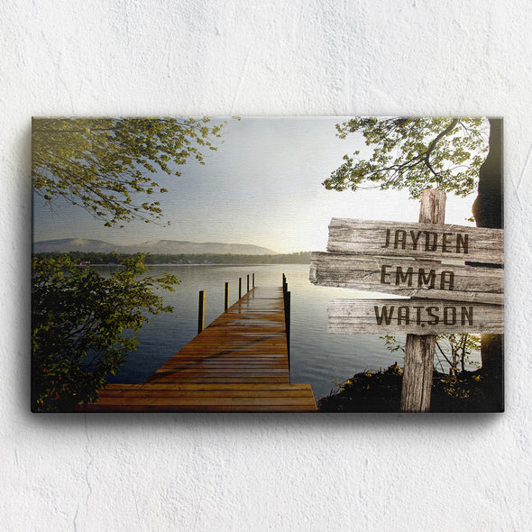 Lake Dock Color Custom Canvas With Multi Names