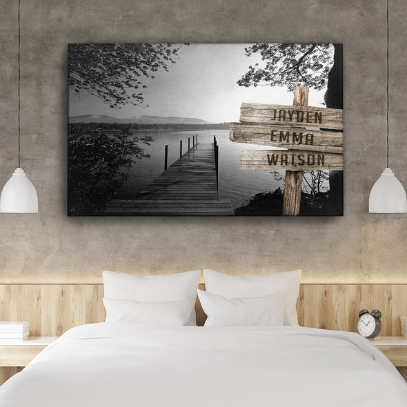 Lake Dock Personalized Canvas With Multi Names