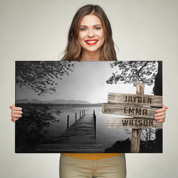 Lake Dock Personalized Canvas With Multi Names