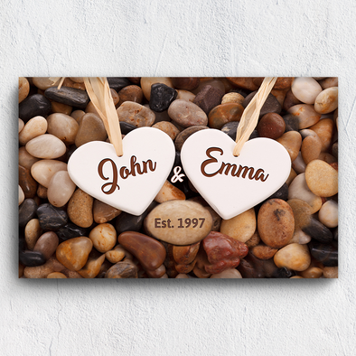 Custom Couple Name & Date on Rock Canvas