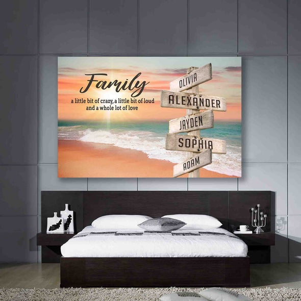 A Whole Lot Of Love Multi Family Names Canvas