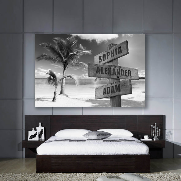 Beach Printed Street Sign Canvas With Names