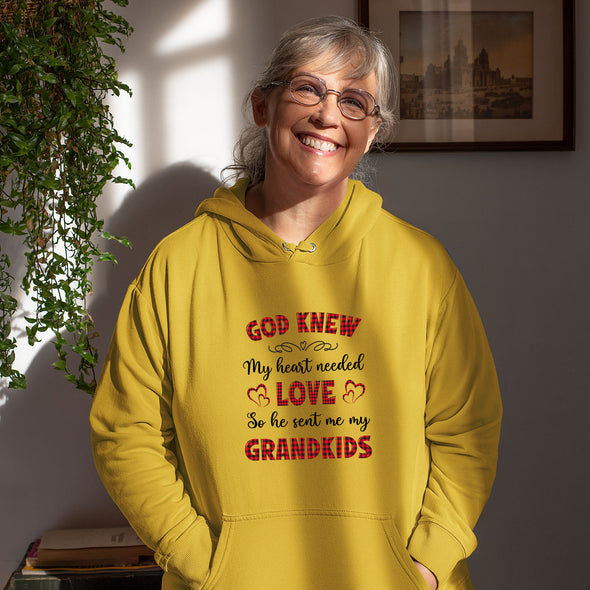 God Knew My Heart Needed Love So He Sent Me My Grandkids Hoodie For Grandparents