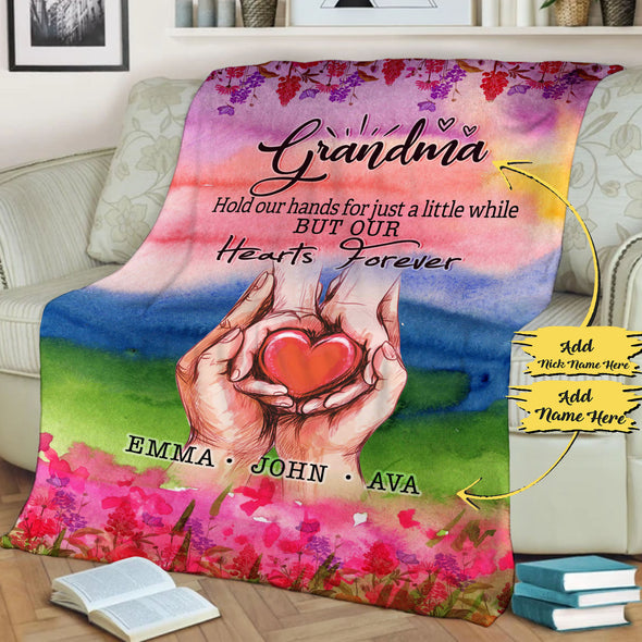 Customized Blanket For Grandma With Grandkids Name