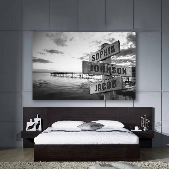 Ocean Street Sign Canvas With Multi Names