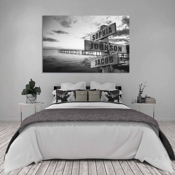 Ocean Street Sign Canvas With Multi Names