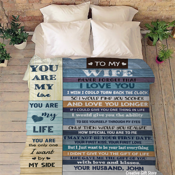 To My Wife "You Are My Life" Customized Blanket