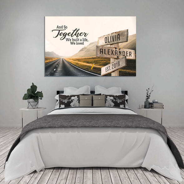 Together Lovers Canvas With Customized Name And Date