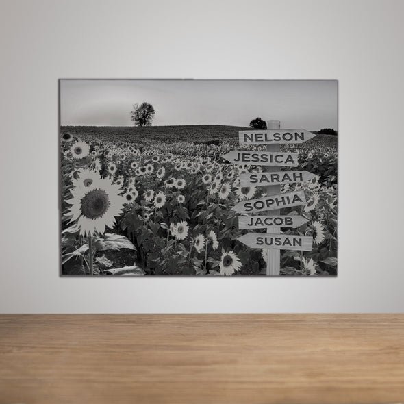 Sun Flower Field Multi Names Canvas