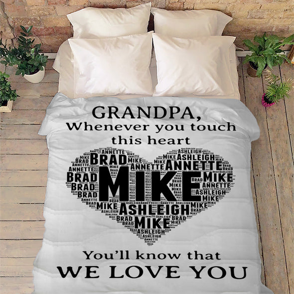 Grandma Whenever You will Touch This Heart You Will Know We Love You Customized Blanket