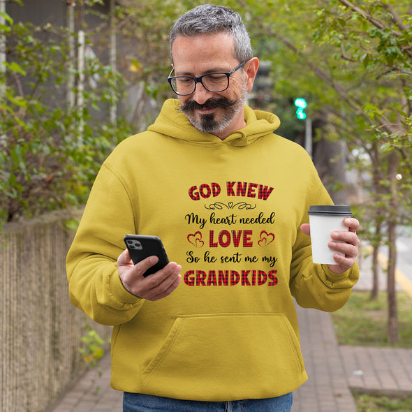 God Knew My Heart Needed Love So He Sent Me My Grandkids Hoodie For Grandparents