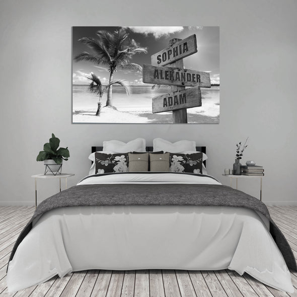 Beach Printed Street Sign Canvas With Names